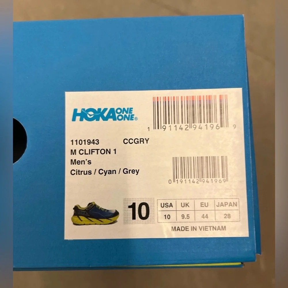 New Hoka Neon Yellow and Blue Athletic Shoes - Picture 7 of 7